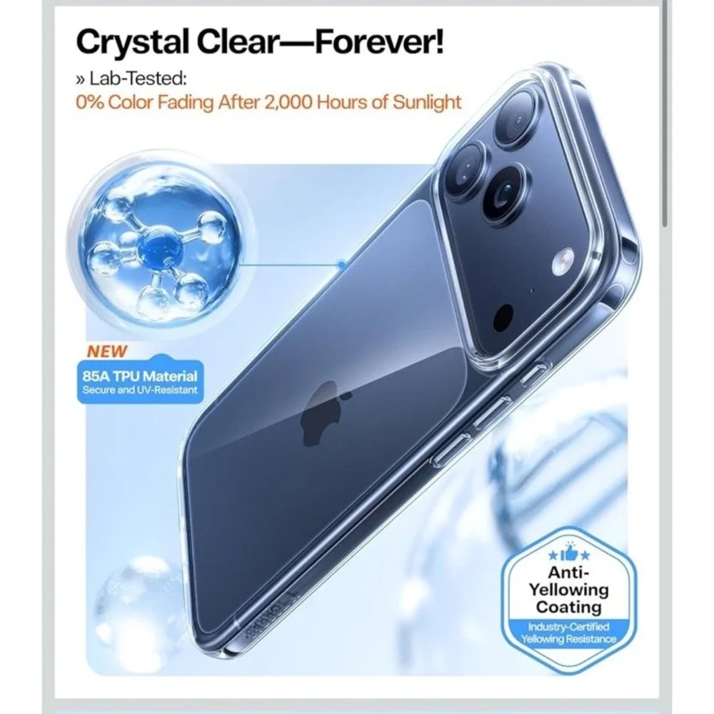 TORRAS Crystal Clear for iPhone 17 Pro Max Case, [Anti-Yellowing][Military-Grade